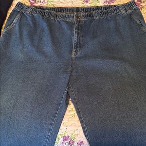 Relaxed Fit Men's Navy Blue Elastic Waist Jeans